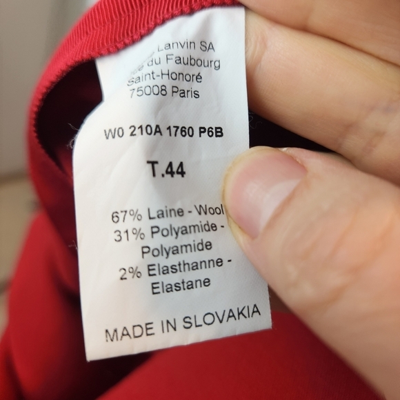 Lanvin Red Wool Raw Seam Asymmetric Dress size 12(44fr) in EUC - Picture 11 of 16